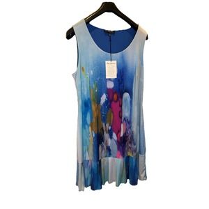 Claire Desjardins Dress XL TG Sleeveless Watercolor Art to Wear Abstract NWT